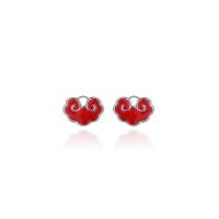 Sterling Silver Stud Earring, 925 Sterling Silver, plated, fashion jewelry & for woman & enamel [