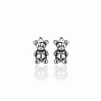 Sterling Silver Stud Earring, 925 Sterling Silver, Bear, antique silver color plated, fashion jewelry & for woman 