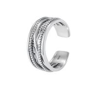 Sterling Silver Finger Ring, 925 Sterling Silver, platinum plated, fashion jewelry & adjustable & for woman, 7.8mm, US Ring 