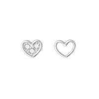Sterling Silver Stud Earring, 925 Sterling Silver, Heart, platinum plated, fashion jewelry & micro pave cubic zirconia & for woman 