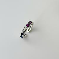 Цирконий Микро вымощает стерлингового серебра палец кольцо, Серебро 925 пробы, плакированный цветом под старое серебро, регулируемый & инкрустированное микро кубического циркония & Женский, 3.9mm, размер:6.5, продается PC