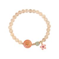 Gemstone Bracelets, Cats Eye, with Agate & Zinc Alloy, Flower, plated, fashion jewelry & for woman  Inner Approx 58mm [