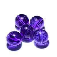 Natural Amethyst Beads, Round, DIY & with letter pattern [