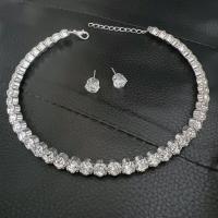 Conjunto de joyería de diamantes de imitación de la aleación de Zinc, con 11cm extender cadena, para mujer & con diamantes de imitación, más colores para la opción, 10mm, longitud:aproximado 32 cm, Vendido por Set[