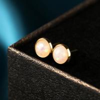Brass Stud Earring, with Opal, fashion jewelry & for woman, 7mm [