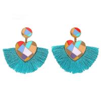 Zinc Alloy Drop Earring, with Polyester Yarns, gold color plated, fashion jewelry & for woman & enamel 