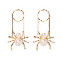 Zinc Alloy Drop Earring, with Plastic Pearl, plated, fashion jewelry & for woman 
