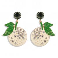 Zinc Alloy Drop Earring, Fruit, gold color plated, fashion jewelry & for woman & enamel & with rhinestone 
