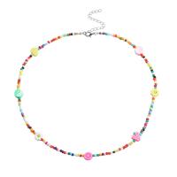 Resin Zinc Alloy Necklace, with Polymer Clay & Zinc Alloy, handmade, fashion jewelry & for woman, multi-colored cm 