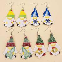 Christmas Earrings, PU Leather, with Iron, printing, Christmas Design & fashion jewelry & for woman 