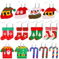 Christmas Earrings, PU Leather, with Iron, printing, Christmas Design & fashion jewelry & for woman [