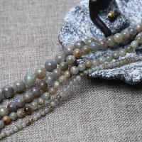 Labradorit Perlen, rund, DIY & verschiedene Größen vorhanden, grau, Länge:ca. 38-40 cm, verkauft von Strang
