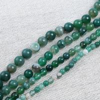 Natürliche Streifen Achat Perlen, rund, DIY & verschiedene Größen vorhanden, grün, Länge:ca. 38-40 cm, verkauft von Strang