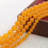 Single Gemstone Beads, Yellow Calcedony, Round, DIY yellow Approx 38-40 cm 