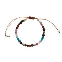 Gemstone Bracelets, with Knot Cord, Round, Adjustable & fashion jewelry & Unisex, mixed colors Approx 18 cm 