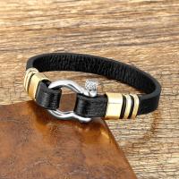 PU Leather Cord Bracelets, 316 Stainless Steel, with leather cord, handmade, fashion jewelry & Unisex Approx 21 cm 