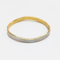 Stainless Steel Bangle, 304 Stainless Steel, plated, fashion jewelry & for woman & with rhinestone, golden, 6mm [