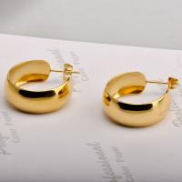 Titanium Steel Earrings, fashion jewelry & for woman, golden, 2mm 