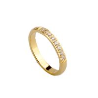 Titanium Steel Finger Ring, plated & for woman & with rhinestone, golden 