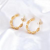 Boucles d'oreilles en acier titane, Plaqué or 18K, bijoux de mode & pour femme, doré, 24.1mm, Vendu par paire[