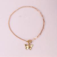 Zinc Alloy Necklace, with 7cm extender chain, Butterfly, plated, fashion jewelry & for woman cm [