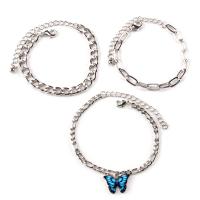 Bracelets En alliage de zinc, avec 7cm chaînes de rallonge, papillon, Placage, trois pièces & bijoux de mode & pour femme & émail, plus de couleurs à choisir cm, Vendu par fixé[