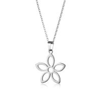 Stainless Steel Jewelry Necklace, 304 Stainless Steel, with 5CM extender chain, Flower, polished, fashion jewelry & for woman Approx 45 cm [