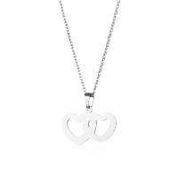 Stainless Steel Jewelry Necklace, 304 Stainless Steel, with 5CM extender chain, Heart, polished, fashion jewelry & for woman & hollow Approx 45 cm 