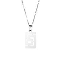 Stainless Steel Jewelry Necklace, 304 Stainless Steel, with 5CM extender chain, Square, polished, fashion jewelry & hollow Approx 45 cm [