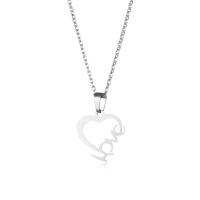 Zirkonia Edelstahl Halskette, 304 Edelstahl, mit Verlängerungskettchen von 5CM, Herz, poliert, Modeschmuck & für Frau & hohl, Länge:ca. 45 cm, verkauft von PC