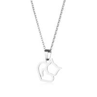 Stainless Steel Jewelry Necklace, 304 Stainless Steel, with 5CM extender chain, Cat, polished, fashion jewelry & for woman & hollow Approx 45 cm [