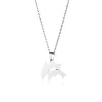 Cubic Zirconia Stainless Steel Necklace, 304 Stainless Steel, with 5CM extender chain, Dolphin, polished, fashion jewelry & for woman & hollow Approx 45 cm 
