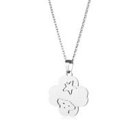 Cubic Zirconia Stainless Steel Necklace, 304 Stainless Steel, with 5CM extender chain, Four Leaf Clover, polished, fashion jewelry & for woman & hollow Approx 45 cm [