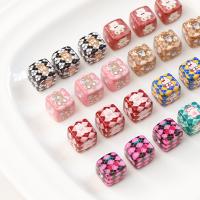 Printing Acrylic Beads, Square, DIY 14mm Approx 3.4mm 