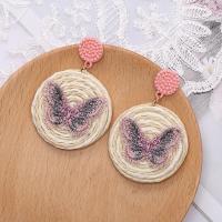 Wood Earring, Round, fashion jewelry & for woman 