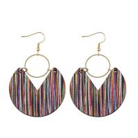Wood Earring, 304 Stainless Steel, with Wood, printing, fashion jewelry & for woman 