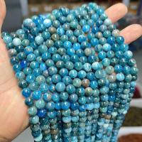 Einzelne Edelstein Perlen, Apatite, rund, poliert, DIY & verschiedene Größen vorhanden, blau, Länge:ca. 14.56 ZollInch, verkauft von Strang