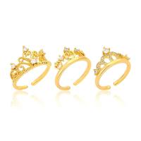 Cubic Zirconia Micro Pave Brass Finger Ring, Crown, real gold plated & micro pave cubic zirconia, gold, 20mm [