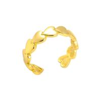 Палец кольцо-латунь, Латунь, Сердце, плакированный настоящим золотом, Женский, золотой, продается PC[