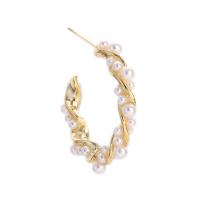 Messing Ohrstecker, mit Kunststoff Perlen, vergoldet, für Frau, goldfarben, 23x3mm, verkauft von Paar[