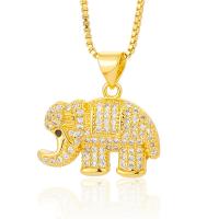 Cubic Zircon Micro Pave Brass Necklace, with 1.96lnch extender chain, Elephant, high quality plated, micro pave cubic zirconia & for woman, golden Approx 16.92 Inch [