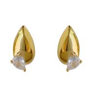 Cubic Zirconia Micro Pave Brass Earring, 18K gold plated, fashion jewelry & micro pave cubic zirconia & for woman, golden 