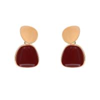 Brass Earring Clip, fashion jewelry & for woman & enamel, red 