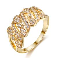 Cubic Zirconia Micro Pave Brass Finger Ring, fashion jewelry & micro pave cubic zirconia & for woman, golden [