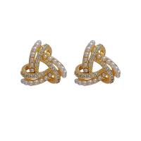 Cubic Zirconia Micro Pave Brass Earring, with Seedbead, fashion jewelry & micro pave cubic zirconia & for woman, golden [