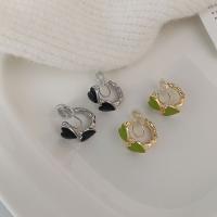 Brass Earring Clip, fashion jewelry & for woman & enamel 