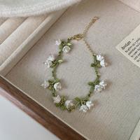 Bracelets en laiton, avec perle de plastique, avec 5cm chaînes de rallonge, peinture, bijoux de mode & pour femme, vert Environ 16 cm, Vendu par PC