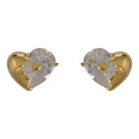 Cubic Zirconia Micro Pave Brass Earring, Heart, 18K gold plated, fashion jewelry & micro pave cubic zirconia & for woman [