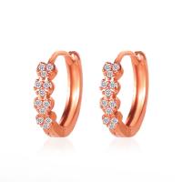 Brass Huggie Hoop Earring, Round, plated, fashion jewelry & for woman & with rhinestone 13mm [