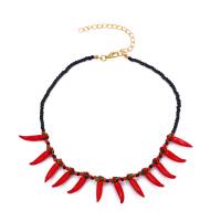 Zinc Alloy Necklace, with Seedbead & Acrylic, plated, fashion jewelry & for woman, multi-colored cm 